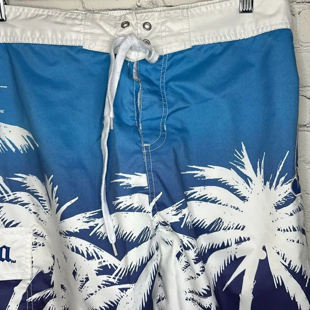 Corona Mens Blue White Swim Trunks Board Shorts Swimwear‎ size XL